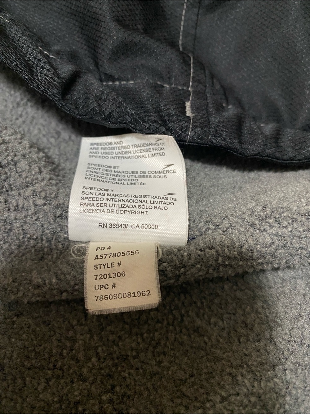 Speedo Swim Parka XSmall XS Unisex Black Gray Fleece-Lined Hooded Jacket - Picture 9 of 11